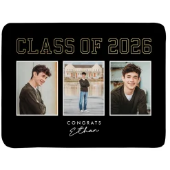 Golden Trio Graduation Photo Plush Blanket