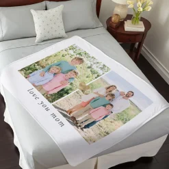 Gold Heart Photo Plush Blanket