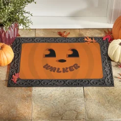 Goofy Pumpkin Faces Doormat