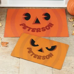 Goofy Pumpkin Faces Doormat