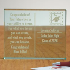 Graduation Postcard Glass Block