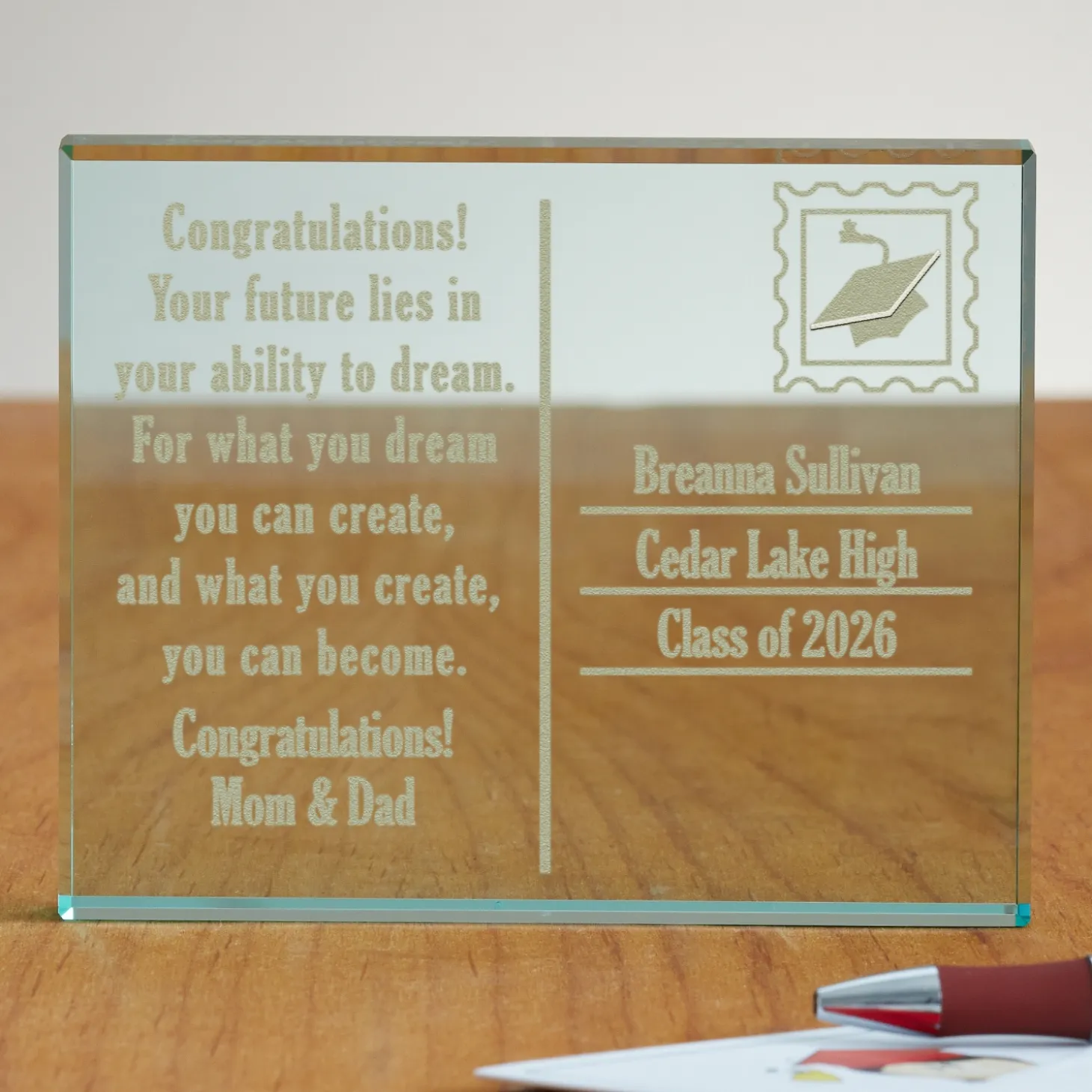 Graduation Postcard Glass Block