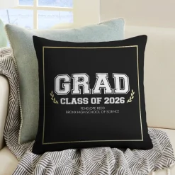 Graduation Scroll School Colors Throw Pillow