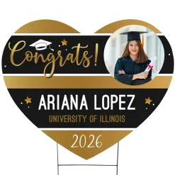 Graduation Stripes Photo Heart Yard Sign