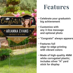 Graduation Stripes Photo Heart Yard Sign