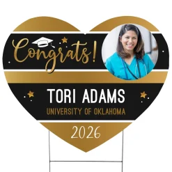 Graduation Stripes Photo Heart Yard Sign