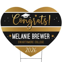 Graduation Stripes Photo Heart Yard Sign