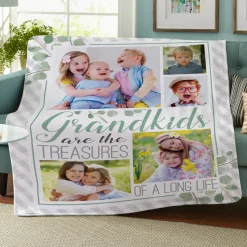 Grandkids Are Treasures Photo Plush Blanket