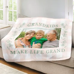 Grandkids Make Life Grand Photo Plush Blanket