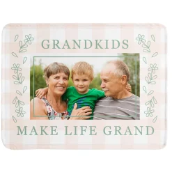 Grandkids Make Life Grand Photo Plush Blanket