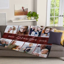 Grandpa & Dad Photo Landscape Plush Blanket