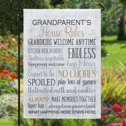 Grandparents Rules Garden Flag