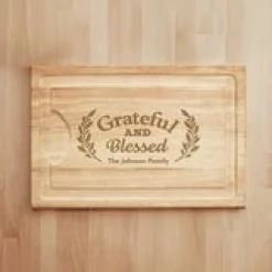 Grateful and Blessed Maple Wood Cutting Board