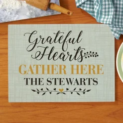 Grateful Hearts Glass Cutting Board
