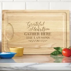 Grateful Hearts Maple Wood Cutting Board