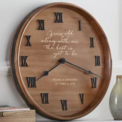 Grow Old with Me Wine Barrel Clock