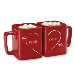 Half Heart Red Square Mug Set