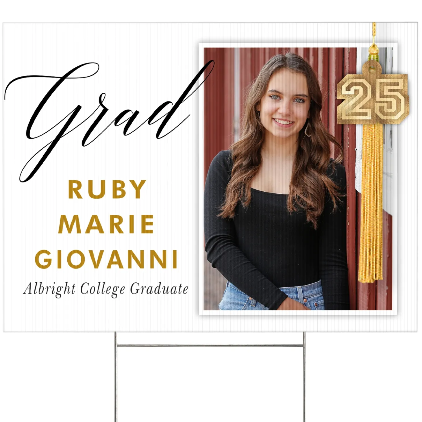 Hanging Tassel Graduation Photo Yard Sign