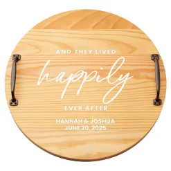 Happily Ever After Classic Pine Wood Barrel Tray
