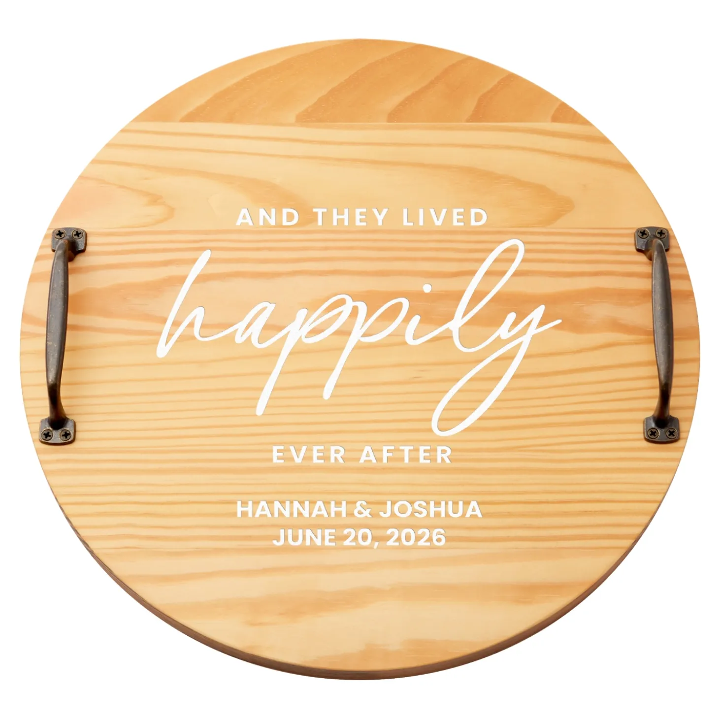 Happily Ever After Classic Pine Wood Barrel Tray