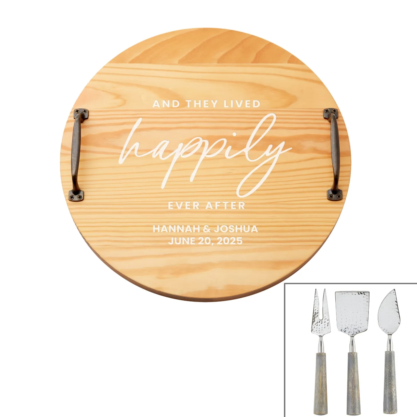 Happily Ever After Classic Pine Wood Barrel Tray