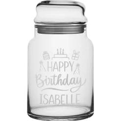 Happy Birthday! Glass Treat Jar