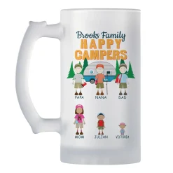Happy Campers Frosted Beer Mug