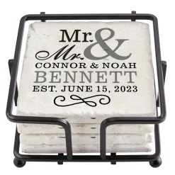 Happy Couple Tile Coaster Set