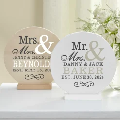 Happy Couple Wood Circle with Stand