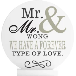 Happy Couple Wood Circle with Stand