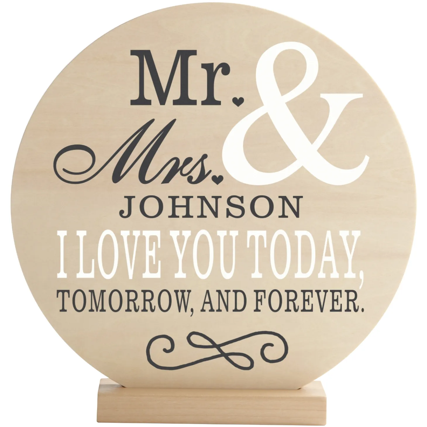 Happy Couple Wood Circle with Stand