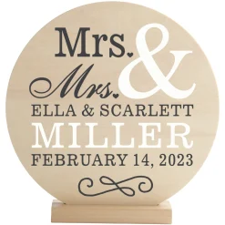 Happy Couple Wood Circle with Stand