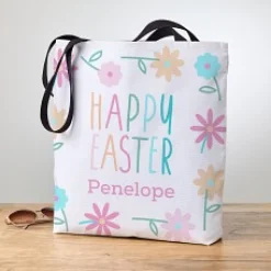 Happy Easter Floral Tote Bag
