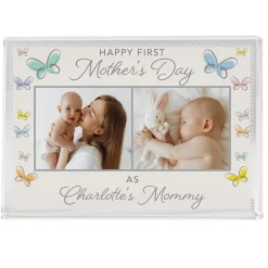Happy First Mother's Day Butterfly Photo Glass Block