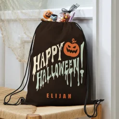 Happy Halloween Drawstring Treat Bag