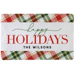 Happy Holidays Plaid Doormat