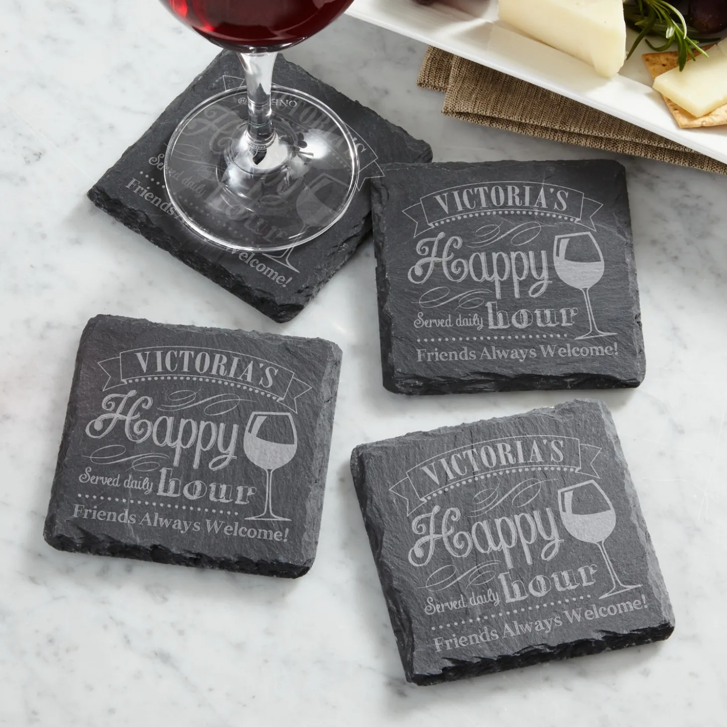 Happy Hour Slate Coasters