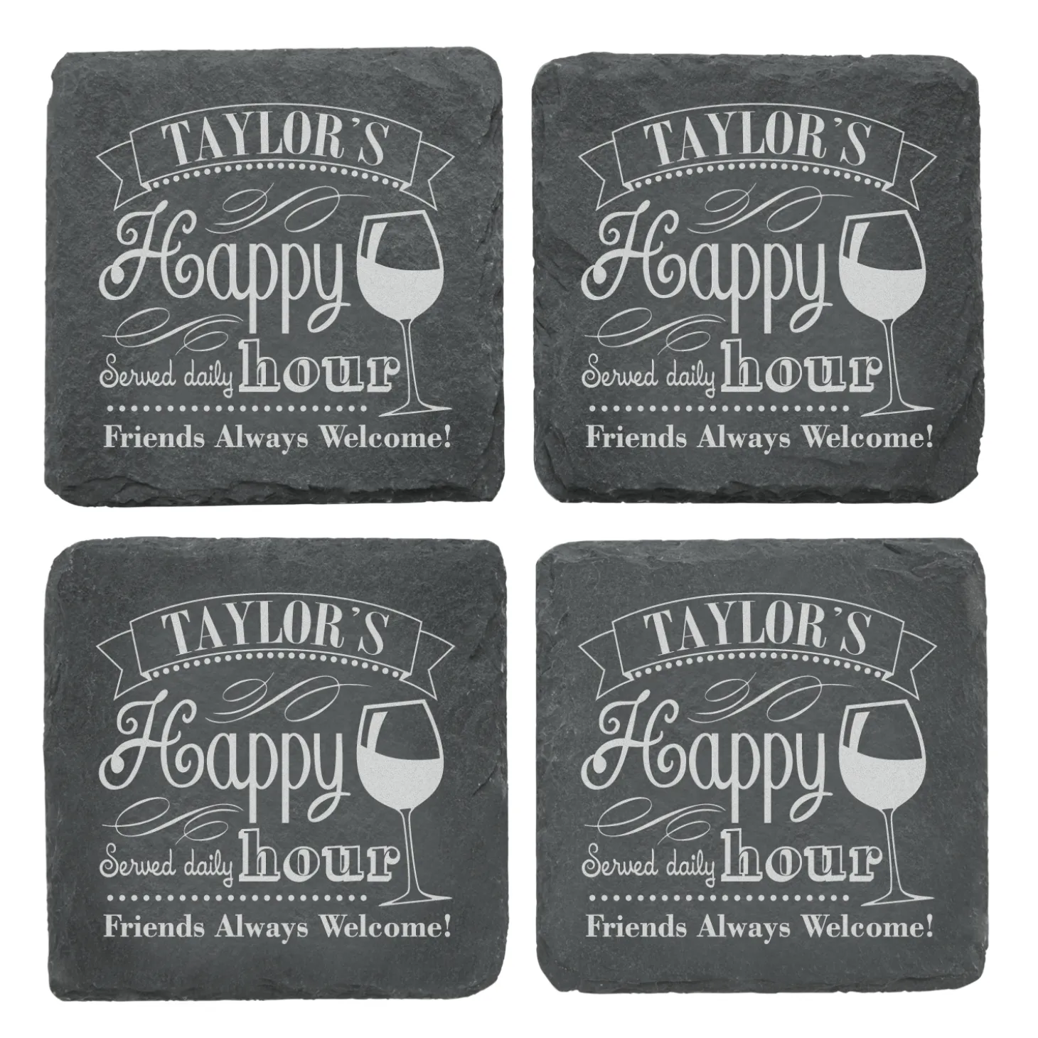 Happy Hour Slate Coasters