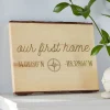 Happy Place Coordinates Rustic Wood Sign