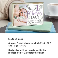 Happy 1st Mother's Day Photo Glass Block