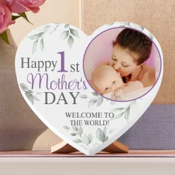 Happy 1st Mother's Day Photo Wood Heart