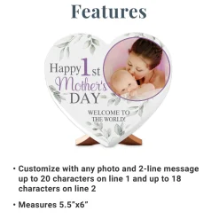 Happy 1st Mother's Day Photo Wood Heart