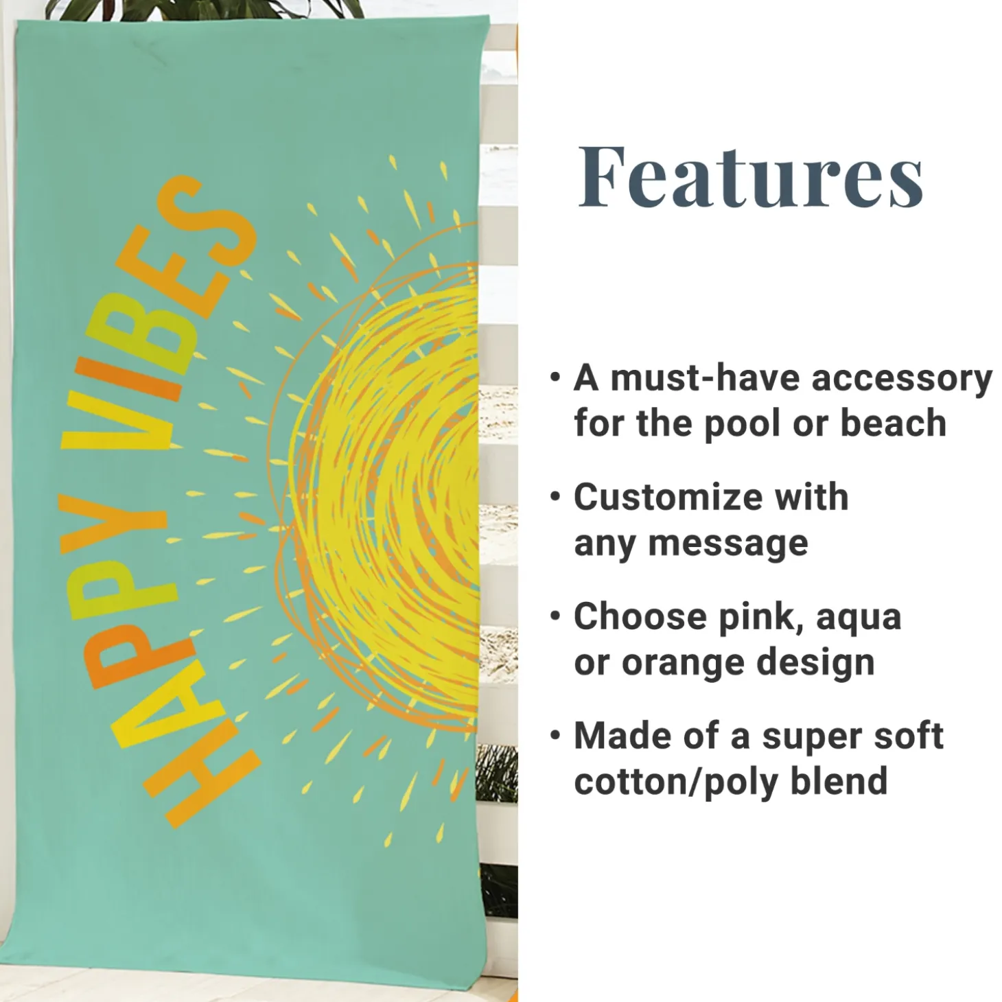 Happy Vibes Beach Towel