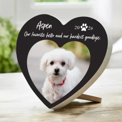 Hardest Goodbye Pet Photo Wood Heart