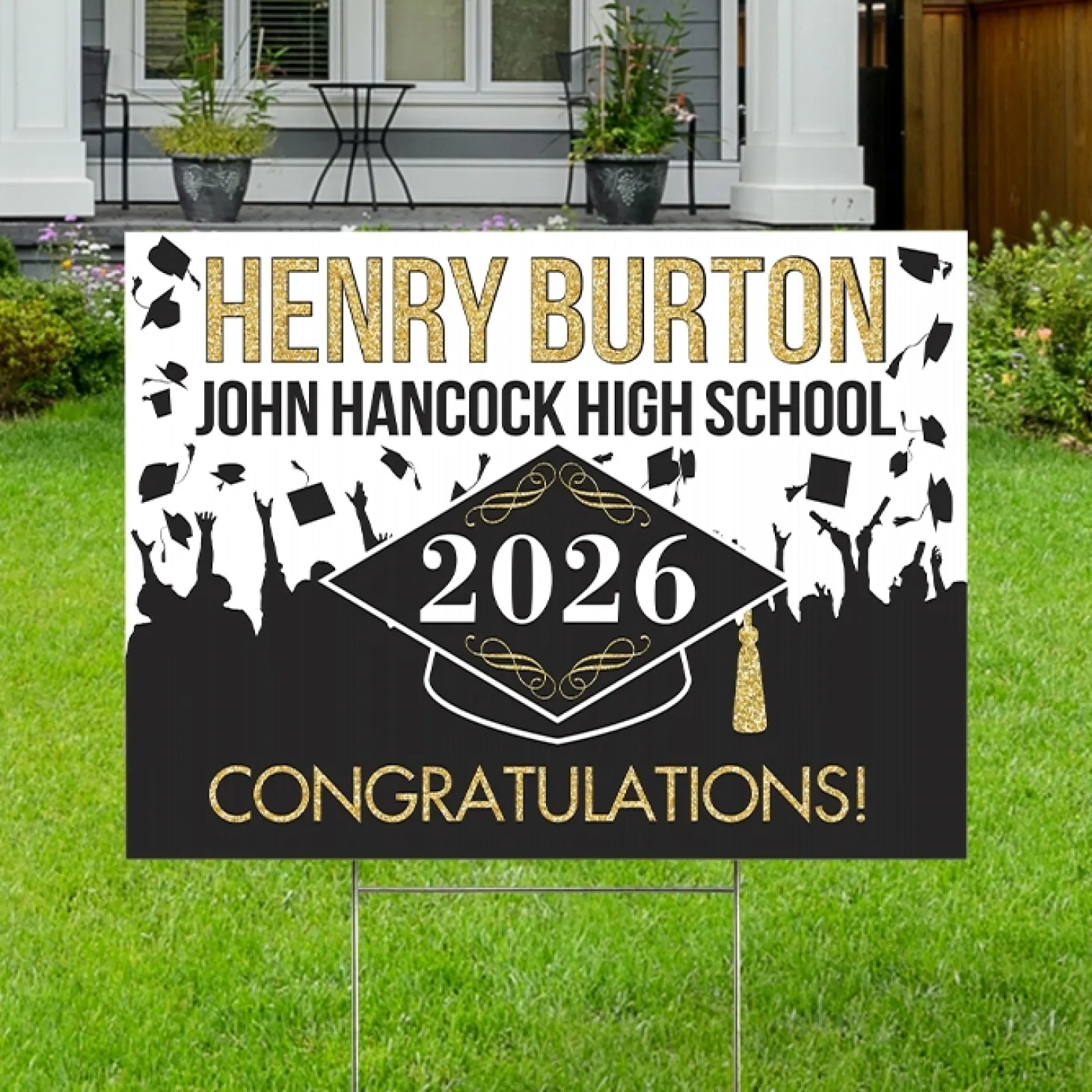 Hat's Off! Graduation Celebration Yard Sign