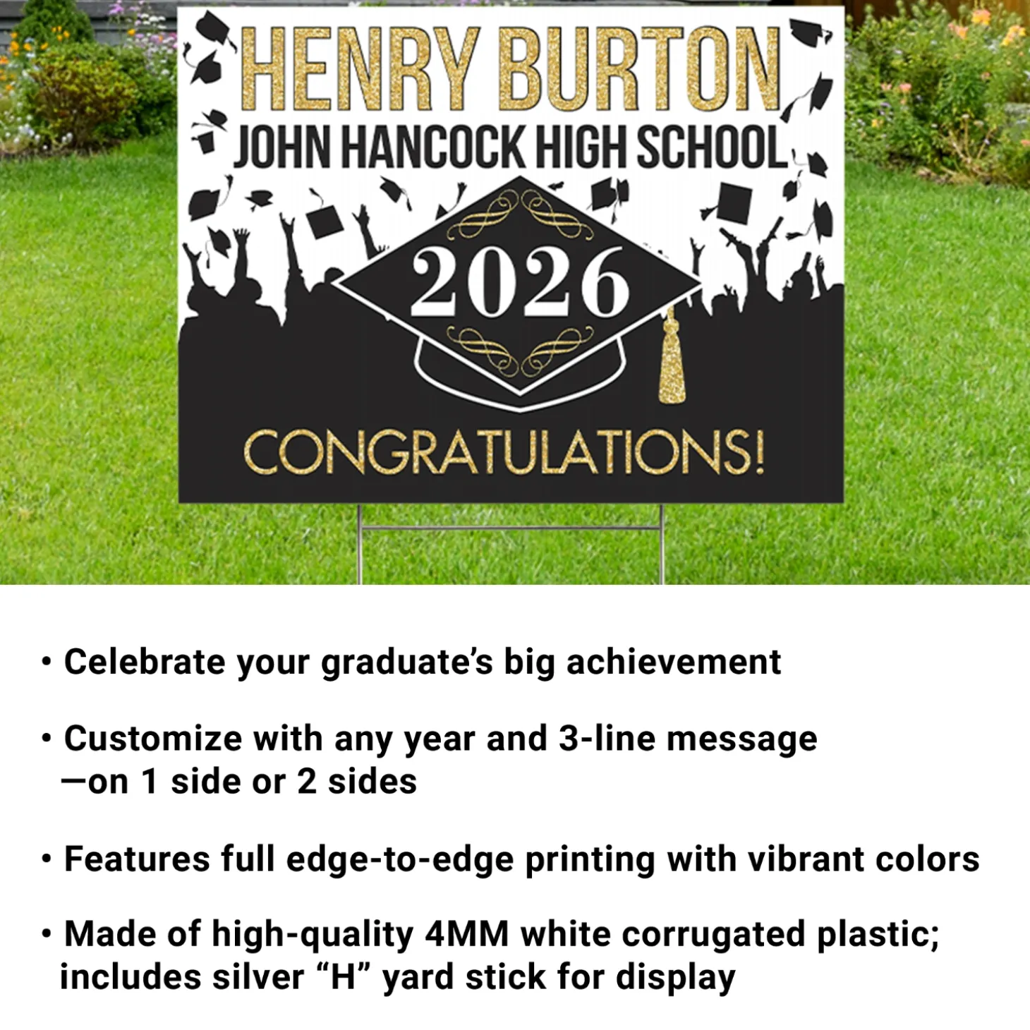 Hat's Off! Graduation Celebration Yard Sign