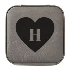 Heart Initial Travel Jewelry Box