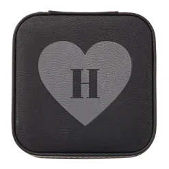 Heart Initial Travel Jewelry Box