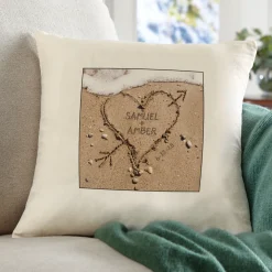 Heart in Sand Throw Pillow