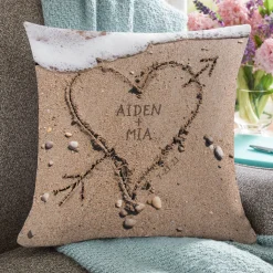 Heart in Sand Wedding Pillow